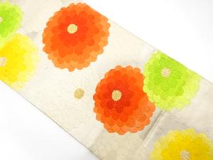 アンティーク　菊模様織り出し袋帯(材料)